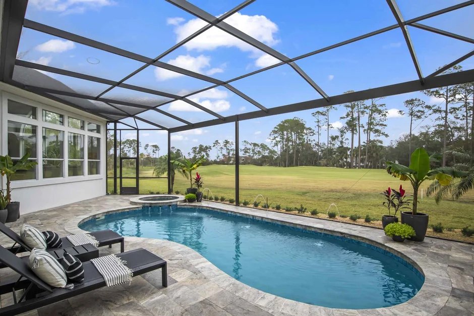 pool enclosure installation in Port Charlotte, FL covering residential backyard swimming pool